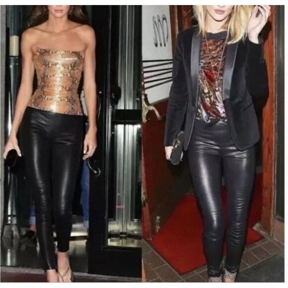 J Brand - Edita Lamb Leather Style L8007 Stretch Waist Leggings Size Small - Picture 3 of 16